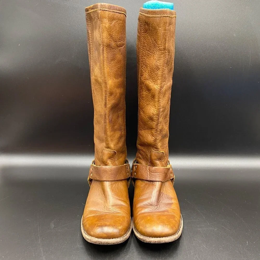 Frye Full Back Zip Brown Boots Women's Size 6